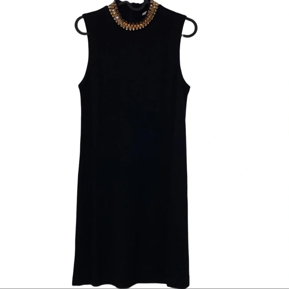 H&M black rhinestone neck detail tunic Mini dress Sz S